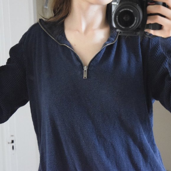 Blue Calvin Klein Quarter Zip Sweater - Picture 1 of 5